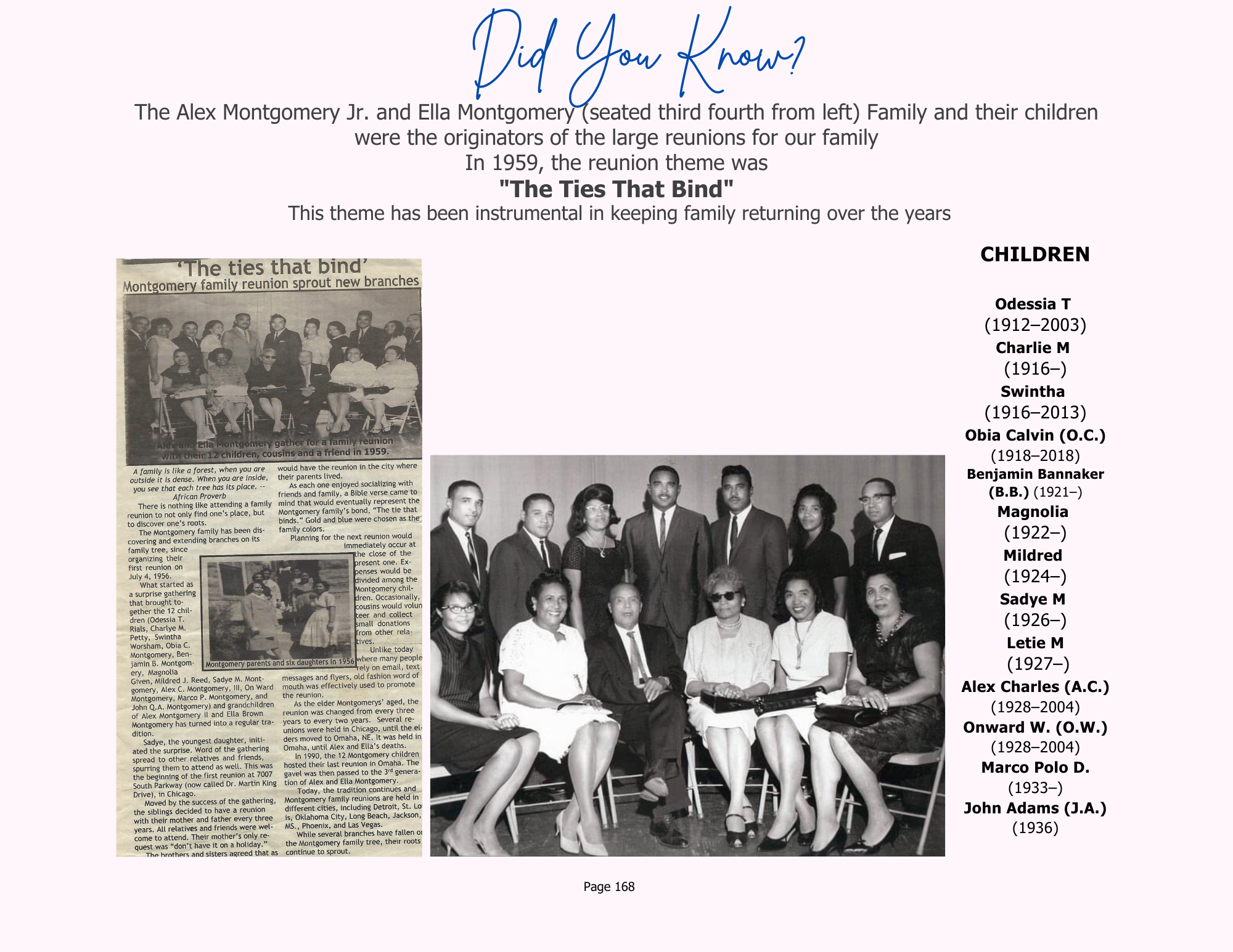 1st Montgomery Reunion 1959 The ties that bind